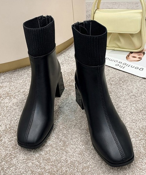 Miniministore(ミニミニストア)の「ショートブーツ 美脚 リブ切り替えブーツ(ブーツ・レディース・ベージュ/ブラック・23.5cm/24.5cm/23.0cm/24.0cm/25.0cm)」の14枚目の写真