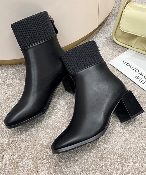 Miniministore(ミニミニストア)の「ショートブーツ 美脚 リブ切り替えブーツ(ブーツ・レディース・ベージュ/ブラック・23.5cm/24.5cm/23.0cm/24.0cm/25.0cm)」の15枚目の写真