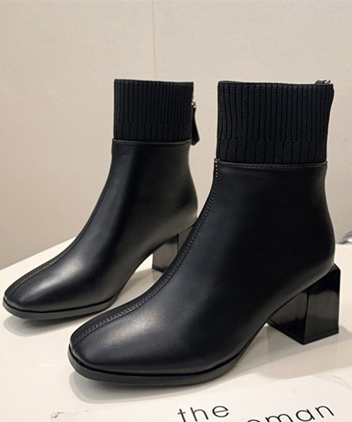 Miniministore(ミニミニストア)の「ショートブーツ 美脚 リブ切り替えブーツ(ブーツ・レディース・ベージュ/ブラック・23.5cm/24.5cm/23.0cm/24.0cm/25.0cm)」の16枚目の写真