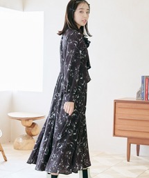 mysty woman | リボンタイ花柄ワンピース 996657(ワンピース)