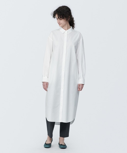 セール】婦人 洗いざらし ブロードレギュラーカラー長袖ワンピース