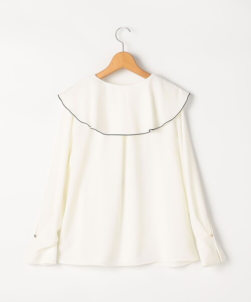 【値下げ】NOLLEY’S 23AW ストレッチジョーゼットラッフル襟配色ブラウス ラッフルブラウス 3-0055-5-01-003 ベージュ サイズ：38 (EC) NOLLEY'S ノーリーズ NOLLEY'S 23AW ストレッチジョーゼット