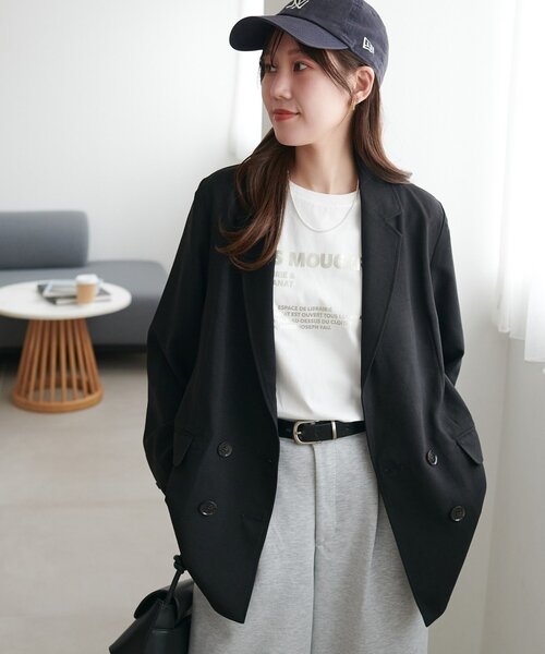 DISCOAT（ディスコート）の「テックリネンシャツジャケット《WEB限定カラーあり》（テーラードジャケット・レディース・チャコールグレー/ライトグレー/グレイッシュベージュ/ブラック/ブラウン・LARGE/MEDIUM）」の6枚目の写真