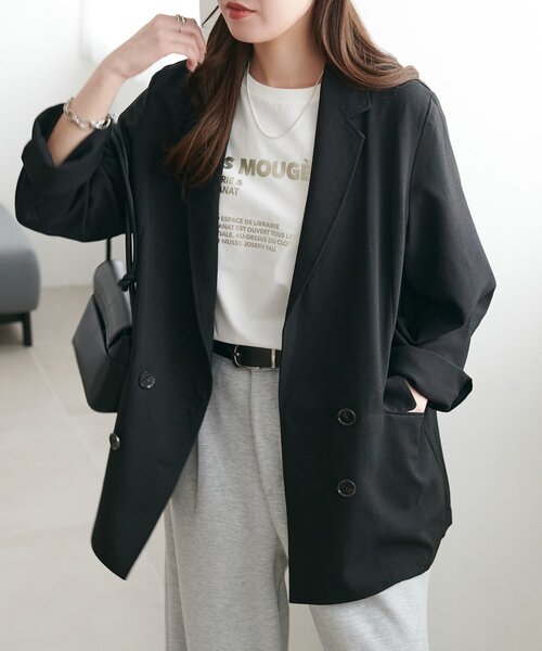 DISCOAT（ディスコート）の「テックリネンシャツジャケット《WEB限定カラーあり》（テーラードジャケット・レディース・チャコールグレー/ライトグレー/グレイッシュベージュ/ブラック/ブラウン・LARGE/MEDIUM）」の7枚目の写真