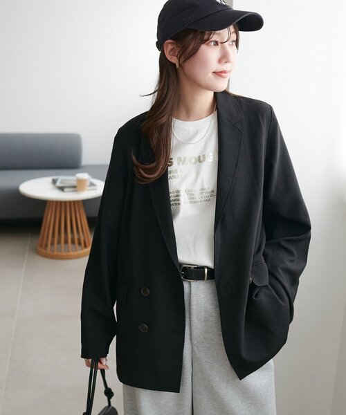 DISCOAT（ディスコート）の「テックリネンシャツジャケット《WEB限定カラーあり》（テーラードジャケット・レディース・チャコールグレー/ライトグレー/グレイッシュベージュ/ブラック/ブラウン・LARGE/MEDIUM）」の8枚目の写真