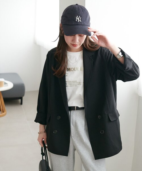 DISCOAT（ディスコート）の「テックリネンシャツジャケット《WEB限定カラーあり》（テーラードジャケット・レディース・チャコールグレー/ライトグレー/グレイッシュベージュ/ブラック/ブラウン・LARGE/MEDIUM）」の9枚目の写真