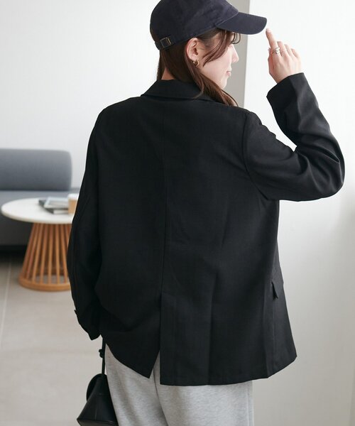 DISCOAT（ディスコート）の「テックリネンシャツジャケット《WEB限定カラーあり》（テーラードジャケット・レディース・チャコールグレー/ライトグレー/グレイッシュベージュ/ブラック/ブラウン・LARGE/MEDIUM）」の10枚目の写真