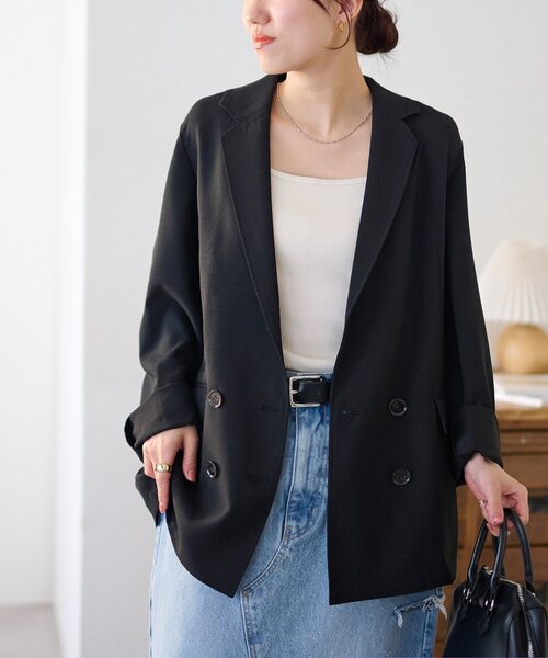 DISCOAT（ディスコート）の「テックリネンシャツジャケット《WEB限定カラーあり》（テーラードジャケット・レディース・チャコールグレー/ライトグレー/グレイッシュベージュ/ブラック/ブラウン・LARGE/MEDIUM）」の15枚目の写真