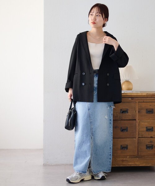 DISCOAT（ディスコート）の「テックリネンシャツジャケット《WEB限定カラーあり》（テーラードジャケット・レディース・チャコールグレー/ライトグレー/グレイッシュベージュ/ブラック/ブラウン・LARGE/MEDIUM）」の17枚目の写真