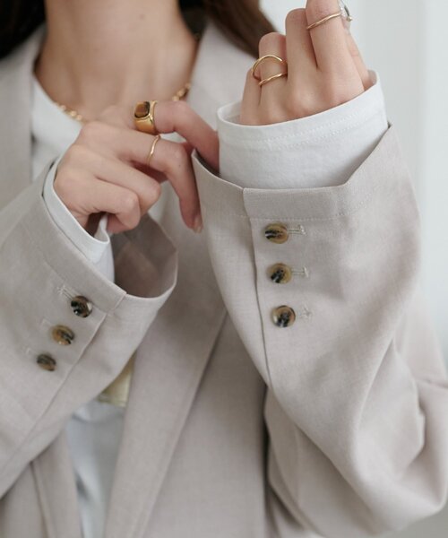 DISCOAT（ディスコート）の「テックリネンシャツジャケット《WEB限定カラーあり》（テーラードジャケット・レディース・チャコールグレー/ライトグレー/グレイッシュベージュ/ブラック/ブラウン・LARGE/MEDIUM）」の22枚目の写真