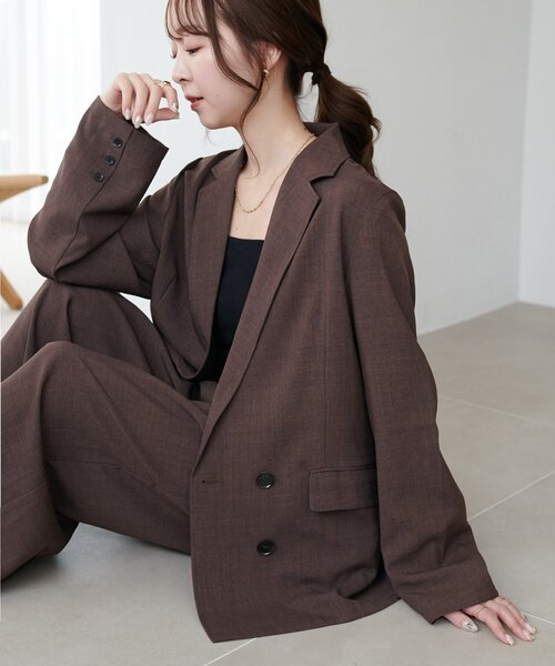 【匿名配送】ハバーサック テーラードジャケット 茶色 コットンリネン green label relaxing（グリーンレーベルリラクシング） ジャケット