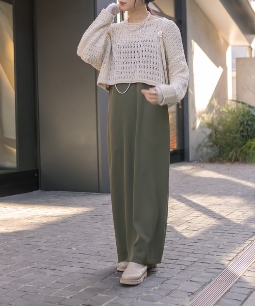 RIVE DROITE（リヴドロワ）の「スクエアキャミワンピース（ワンピース・レディース・ブラック/カーキ・FREE）」の3枚目の写真