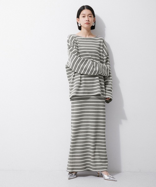 MILLER(ミラー)の「【Miller for ADAM ET ROPE'】別注WAFFLE L/S BORDER TEE(Tシャツ/カットソー・レディース・オフホワイト/グリーン系その他・FREE)」の3枚目の写真