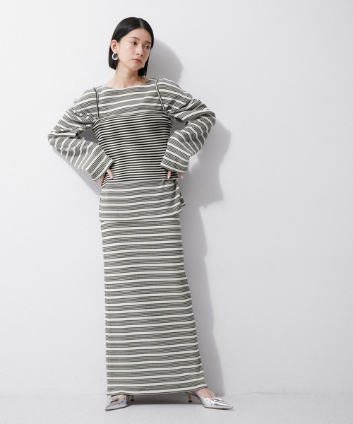 MILLER(ミラー)の「【Miller for ADAM ET ROPE'】別注WAFFLE L/S BORDER TEE(Tシャツ/カットソー・レディース・オフホワイト/グリーン系その他・FREE)」の5枚目の写真