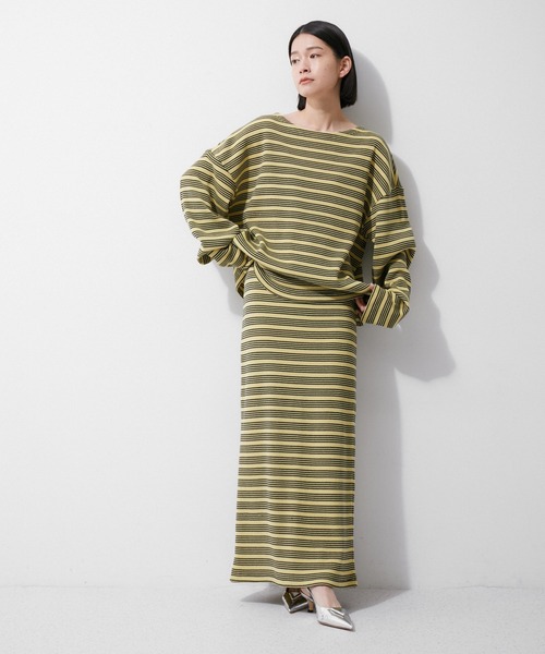 MILLER(ミラー)の「【Miller for ADAM ET ROPE'】別注WAFFLE L/S BORDER TEE(Tシャツ/カットソー・レディース・オフホワイト/グリーン系その他・FREE)」の6枚目の写真