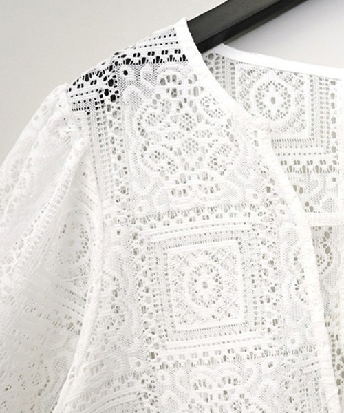 STYLEBLOCK（スタイルブロック）の「ブロックレースボリュームスリーブスリットワンピース（ワンピース・レディース・ホワイト/アイボリー/ブラック・M）」の10枚目の写真
