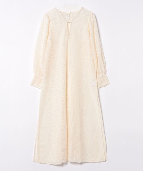 STYLEBLOCK（スタイルブロック）の「ブロックレースボリュームスリーブスリットワンピース（ワンピース・レディース・ホワイト/アイボリー/ブラック・M）」の6枚目の写真