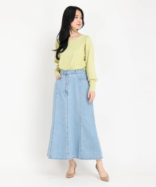 STRAWBERRY-FIELDS（ストロベリーフィールズ）の「ﾊﾞｯｸﾘﾎﾞﾝ釦ﾊﾟﾌｽﾘｰﾌﾞﾆｯﾄ（ニット/セーター・レディース・ブラック/オフホワイト/ミント/ピンク・2）」の12枚目の写真