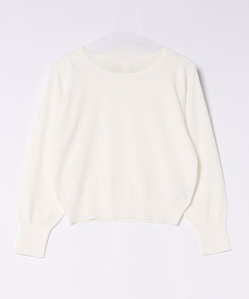 STRAWBERRY-FIELDS（ストロベリーフィールズ）の「ﾊﾞｯｸﾘﾎﾞﾝ釦ﾊﾟﾌｽﾘｰﾌﾞﾆｯﾄ（ニット/セーター・レディース・ブラック/オフホワイト/ミント/ピンク・2）」の13枚目の写真