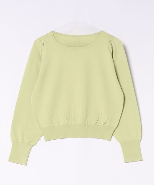 STRAWBERRY-FIELDS（ストロベリーフィールズ）の「ﾊﾞｯｸﾘﾎﾞﾝ釦ﾊﾟﾌｽﾘｰﾌﾞﾆｯﾄ（ニット/セーター・レディース・ブラック/オフホワイト/ミント/ピンク・2）」の14枚目の写真