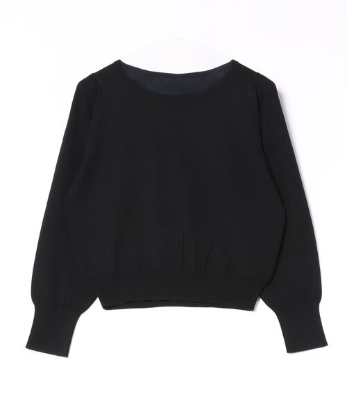 STRAWBERRY-FIELDS（ストロベリーフィールズ）の「ﾊﾞｯｸﾘﾎﾞﾝ釦ﾊﾟﾌｽﾘｰﾌﾞﾆｯﾄ（ニット/セーター・レディース・ブラック/オフホワイト/ミント/ピンク・2）」の16枚目の写真