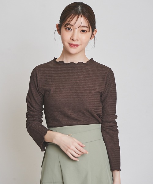31 Sons de mode(トランテアン ソン ドゥ モード)の「カットジャガードトップス(Tシャツ/カットソー・レディース・オフホワイト/ブラウン・36)」の2枚目の写真