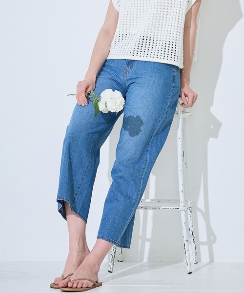 LE SOUK HOLIDAY(ルスークホリデー)の「サマーワイドデニムパンツ(デニムパンツ・レディース・ブルー/ネイビー・M/L)」の2枚目の写真