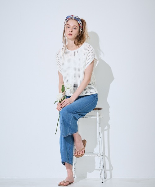 LE SOUK HOLIDAY(ルスークホリデー)の「サマーワイドデニムパンツ(デニムパンツ・レディース・ブルー/ネイビー・M/L)」の5枚目の写真