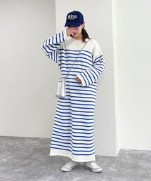TRICOTS JEAN MARC（トリコットジーンマルク）の「【Tricots Jean Marc】ボーダーニットロングワンピース（ワンピース）」