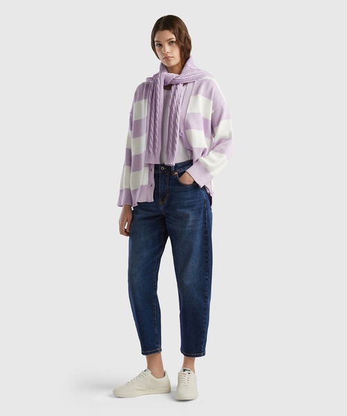 BENETTON (UNITED COLORS OF BENETTON)(ベネトンユナイテッドカラーズオブベネトン)の「5ポケットクロップド丈バルーンデニムパンツ(デニムパンツ・レディース・ライトインディゴブルー/インディゴブルー・28inch/27inch/26inch/25inch)」の9枚目の写真