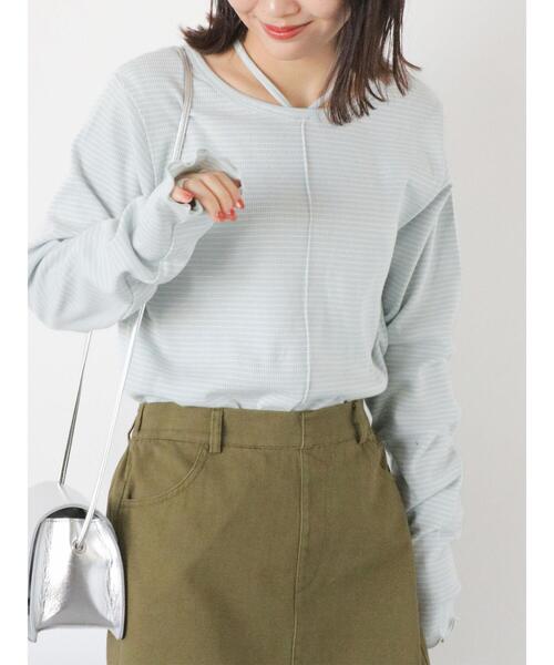 ehka sopo(エヘカソポ)の「ボーダーホルターネックカットソー(Tシャツ/カットソー・レディース・ピンク/オフホワイト/サックスブルー・F)」の2枚目の写真