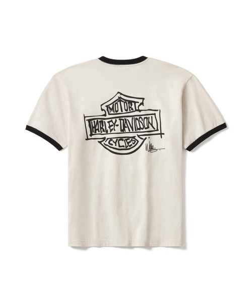 Harley-Davidson（ハーレーダビッドソン）の「Willie G(TM)スケッチ・バー＆シールド・リンガーTシャツ（Tシャツ/カットソー・メンズ・ピンク系その他・SMALL/MEDIUM/LARGE/X-LARGE）」の2枚目の写真