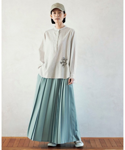 Sunny clouds（サニークラウズ）の「サニークラウズ　アシメトリープリーツスカート（スカート・レディース・ダークネイビー/ライトベージュ/ミント・LARGE/MEDIUM/NM/X-LARGE/XX-LARGE）」の9枚目の写真