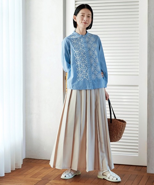 Sunny clouds（サニークラウズ）の「サニークラウズ　アシメトリープリーツスカート（スカート・レディース・ダークネイビー/ライトベージュ/ミント・LARGE/MEDIUM/NM/X-LARGE/XX-LARGE）」の11枚目の写真