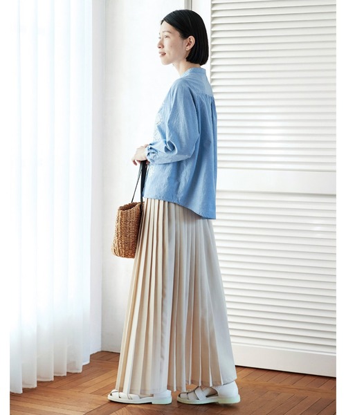 Sunny clouds（サニークラウズ）の「サニークラウズ　アシメトリープリーツスカート（スカート・レディース・ダークネイビー/ライトベージュ/ミント・LARGE/MEDIUM/NM/X-LARGE/XX-LARGE）」の12枚目の写真