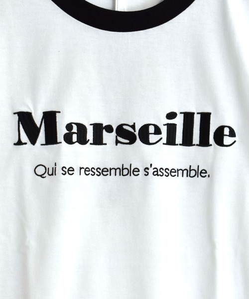 Starting Over（スターティングオーバー）の「oversize sleeve line ringer T-shirt/オーバーサイズ  袖ライン フロント刺繍 リンガー 半袖Tシャツ（Tシャツ/カットソー・メンズ・ブラック系その他/ブラック/ホワイト/ホワイト系その他・S/M/L/XL）」の6枚目の写真