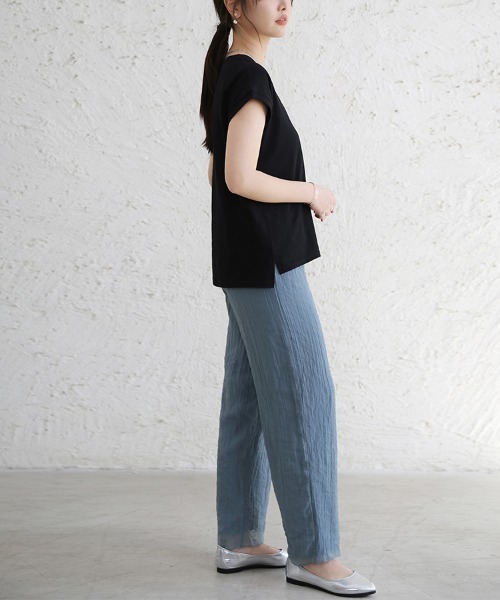 Doux Belle(ドゥーベル)の「コットン英字半袖Tシャツ(Tシャツ/カットソー・レディース・ブラック/オフホワイト・MEDIUM)」の11枚目の写真