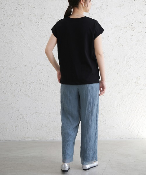 Doux Belle(ドゥーベル)の「コットン英字半袖Tシャツ(Tシャツ/カットソー・レディース・ブラック/オフホワイト・MEDIUM)」の12枚目の写真