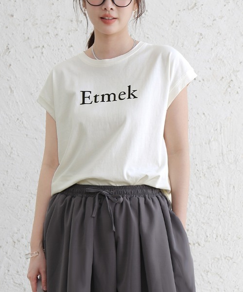 Doux Belle(ドゥーベル)の「コットン英字半袖Tシャツ(Tシャツ/カットソー・レディース・ブラック/オフホワイト・MEDIUM)」の13枚目の写真