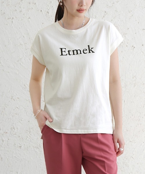 Doux Belle(ドゥーベル)の「コットン英字半袖Tシャツ(Tシャツ/カットソー・レディース・ブラック/オフホワイト・MEDIUM)」の14枚目の写真