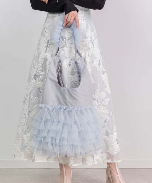 RANDA（ランダ）の「【A4対応】ティアードチュールフリル2WAYバッグ（ショルダーバッグ・レディース・グレー/ピンク/クリーム/ブルー・FREE）」の2枚目の写真