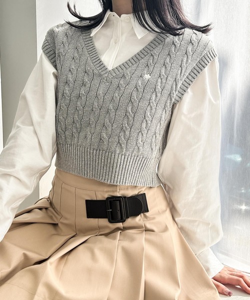 Heather(ヘザー)の「【POLO BCS(ポロ・ビーシーエス)】ニットベスト 110509(ベスト・レディース・グレー/ホワイト・FREE)」の7枚目の写真