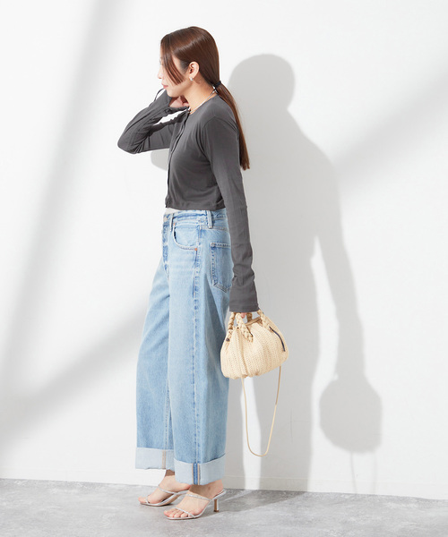 sana（サナ）の「【SANA/サナ】CARDIGAN：カーディガン（カーディガン/ボレロ・レディース・ホワイト/ライトグレー・FREE）」の4枚目の写真