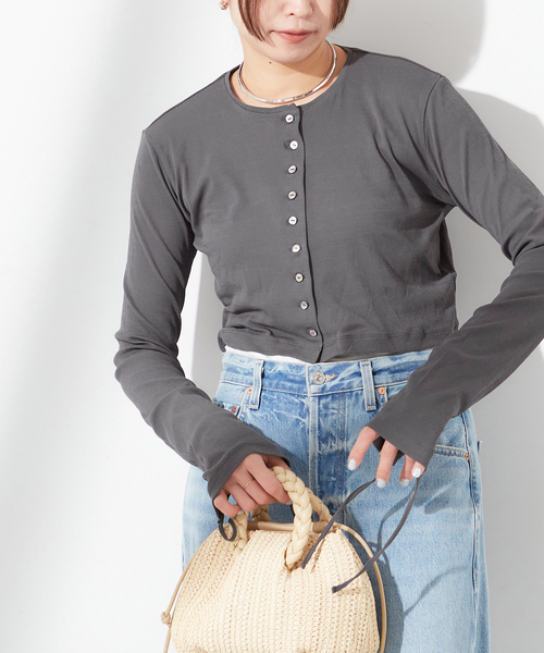 sana（サナ）の「【SANA/サナ】CARDIGAN：カーディガン（カーディガン/ボレロ・レディース・ホワイト/ライトグレー・FREE）」の7枚目の写真