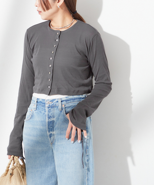 sana（サナ）の「【SANA/サナ】CARDIGAN：カーディガン（カーディガン/ボレロ・レディース・ホワイト/ライトグレー・FREE）」の8枚目の写真