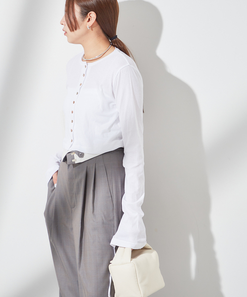 sana（サナ）の「【SANA/サナ】CARDIGAN：カーディガン（カーディガン/ボレロ・レディース・ホワイト/ライトグレー・FREE）」の19枚目の写真