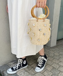 Loueme | ビジュー巾着かごバッグ(かごバッグ)