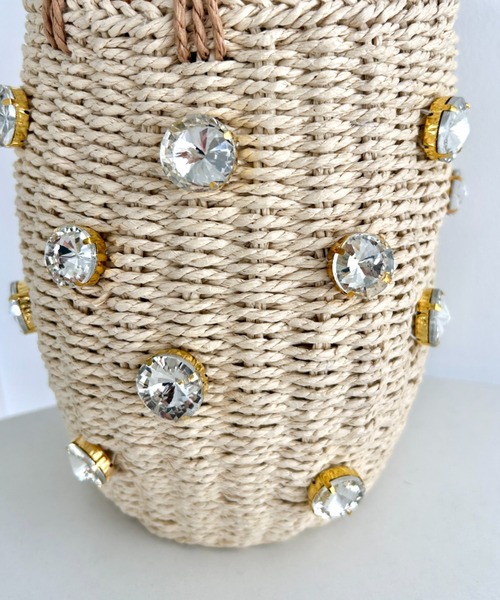 Loueme（ルエム）の「ビジュー巾着かごバッグ（かごバッグ・レディース・ブラウン/アイボリー・FREE）」の8枚目の写真