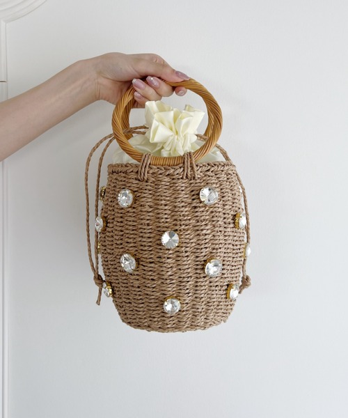 Loueme（ルエム）の「ビジュー巾着かごバッグ（かごバッグ・レディース・ブラウン/アイボリー・FREE）」の19枚目の写真