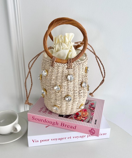 Loueme（ルエム）の「ビジュー巾着かごバッグ（かごバッグ・レディース・ブラウン/アイボリー・FREE）」の15枚目の写真